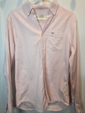 Hollister Men's Light Pink Oxford Button-Down Shirt
